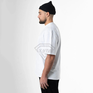 Custom Wholesale Mens Oversized T Shirt Heavyweight Cotton Drop Shoulder <b>Plain</b> <b>White</b> <b>Tee</b> Shirt Streetwear Blank Clothing Apparel - Product Image 2