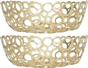 ชามใส่ผลไม้ทำจากโลหะทนทานสำหรับตกแต่งโต๊ะดีไซน์แบบมีห่วงน้ำหนักเบา - Product Image 4