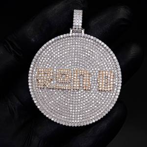 Pendentif personnalisé Hip Hop en argent sterling 925 avec nom en diamant, lettres et chiffres, Moissanite VVS, style glacé, personnalisable - Product Image 2