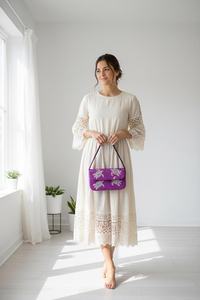 ALI FASHION ART Bolso Rectangular Lavable de Poliéster Bordado a Mano con Patrón de Cangrejo Morado, Artesanía Textil, Accesorio para Fiesta - Product Image 3