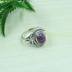 Top Quality Purple Copper Turquoise <b>Ring</b> 925 Sterling <b>Silver</b> <b>Statement</b> <b>Ring</b> Handmade Designer Gemstone Jewelry for Women - Product Image 3