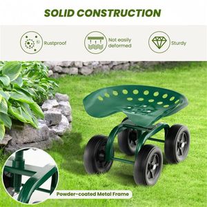 Sedia da Giardino Regolabile in Altezza con Seduta Girevole a 360 Gradi e Ruote - Product Image 6