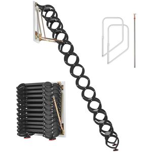 Scala Pieghevole in Acciaio a 12 Gradini per Uso Domestico, Montaggio a Parete, Capacità 660LBS/299.4KG, Adatta per Altezza Soffitto 9.5-10ft - Product Image 1