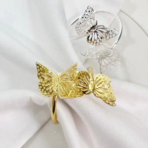 Exclusive Butterfly Napkin Ring <b>Table</b> Decoration Gold Silver Napkin Holder For Hotel <b>Party</b> & Events Bulk Wholesale Factory Price - Product Image 1
