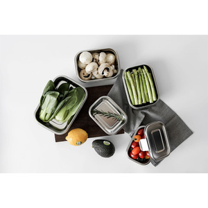 [GEOS CORPORATION] Defenso Stainless Steel <b>Lunch</b> Boz Stainless Steel Airtight Food Storage Container <b>Set</b> Rectangular Kitchen - Product Image 3