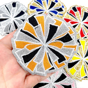 Premium Custom Embroidery Badge with Heart Flower Design Twill Fabric <b>Machine</b> Made Iron on Sew on Patch for <b>Clothes</b> Bags Hats - Product Image 2