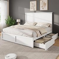 Cadre de lit en bois massif fait main, sommier sculpté à la main, mobilier de chambre de luxe, lit king size avec pied de lit.