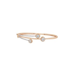 Premium and unique <b>Rose</b> <b>Gold</b> Diamond <b>Bangle</b> 0.67 Ct Round Cut Bezel Setting Women's Minimalist Geometric Everyday Wear - Product Image 5