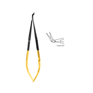 Ciseaux micro-coronariens de qualité supérieure, angulés à 60° °   Instruments chirurgicaux noirs/dorés pour microchirurgie, ophtalmologie, chirurgie plastique et neurochirurgie CE - Product Image 1