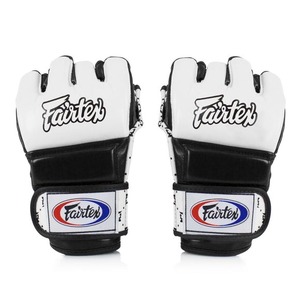 Dernier modèle de gants de MMA Fairtex blancs et rouges en cuir, paume ouverte, sangle réglable, équipement de combat, entraînement et sparring Muay Thai - Product Image 4
