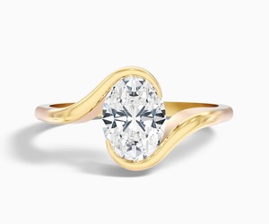 Oval Cut Moissanite <b>Ring</b> <b>925</b> Sterling <b>Silver</b> Yellow Gold Plated Elegant Solitaire Engagement Dainty Minimalist Wedding <b>Ring</b> - Product Image 1