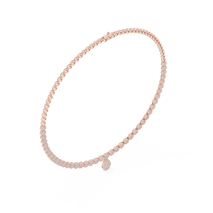 Collar de tenis de lujo en oro rosa de 18 quilates adornado con diamantes redondos cultivados en laboratorio para fiestas, bodas y compromisos. - Product Image 2