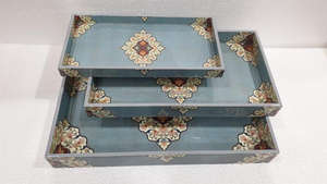 Bandeja de Servir Rectangular de Madera Hecha a Mano, Ecológica, Estilo Rústico, para Fiestas, Decoración de Sala de Estar, Falak World Export Uttar - Product Image 5