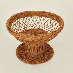Magnifique corbeille à fruits sur piédestal en osier tressé, bol de service surélevé, présentoir à fruits naturel, centre de table OEM ODM - Product Image 6