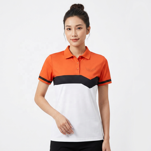Men's Color Blocked <b>Polo</b> Shirt Short Sleeve Embroidery Logo Quick Dry Casual Woven Polyester White <b>Orange</b> Black - Product Image 4