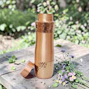 Bouteille d'eau en cuivre martelé à double bande, anti-fuite, style ayurvédique, pour la maison, le bureau et les voyages - Product Image 6