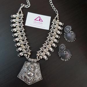 24K Gold Plated Lord Ganesha Temple Necklace Set with Jhumka Earrings - Product Image 1