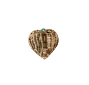 Adorno Navideño Colgante en Forma de Corazón Hecho a Mano con Mimbre Natural y Cinta de Tela - Product Image 1