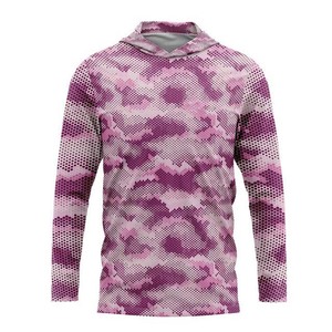 High Quality Men's Blue <b>Tie</b>-Dye Long Sleeve Fishing Hoodie UPF 50 Quick Dry Sublimation Print Polyester Top - Product Image 5