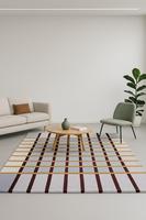 Tapis en laine tufté à la main, fusion bio personnalisée, motif géométrique, design artistique, tapis de sol fait main personnalisable
