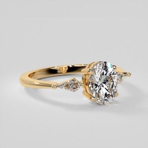 Anillo de Compromiso de Oro Rosa Sólido de 14K con Diamante Cultivado en Laboratorio de Corte Ovalado en Forma de Cometa, 3 Piedras, Certificado IGI, para Mujer, Boda, Compromiso - Product Image 2