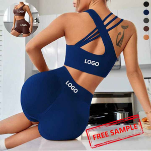 Conjunto de Yoga para Mujer con Logotipo Personalizado, Nuevas Tendencias de Moda, Bra Deportivo Sin Costuras, Shorts de Ciclismo con Efecto Levanta Glúteos - Product Image 1