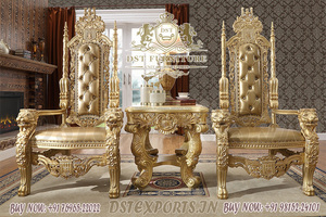 เก้าอี้พักผ่อนสไตล์วิคตอเรียนสีทองสำหรับบ้าน เก้าอี้ตกแต่งสีแดงทองหรูหราสำหรับห้องนอน เก้าอี้พักผ่อนสไตล์ราชวงศ์สำหรับห้องนั่งเล่น - Product Image 2