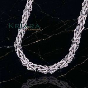 S925 Silver Lab Grown Diamond <b>Statement</b> <b>Necklace</b> Rhodium Plated Geometric Link Chain Luxury Unisex Everyday Wear Gift - Product Image 1