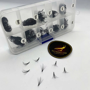 Extensiones de Pestañas DIY de Volumen Híbrido 9D con Pelo Sintético, Clusters de Pestañas Wispy, Mezcla 8-14mm, Abanicos Premade de Cachemira, Marca Privada - Product Image 1