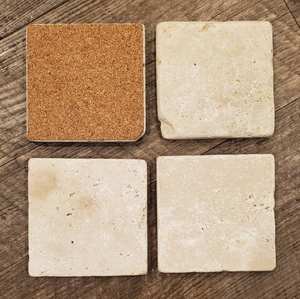 Posavasos Cuadrados de Travertino con Base de Corcho, Juego de Posavasos de Piedra Hechos a Mano, Decoración Rústica para el Hogar y Bar, Regalo de Inauguración de Casa - Product Image 5