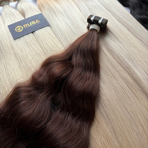 Extensiones de Cabello Humano RUSA con Cinta Adhesiva, Color Marrón Oscuro, Ondulado Natural, Textura Personalizada, Tamaño 1x4cm, Para Uso Personal - Product Image 5