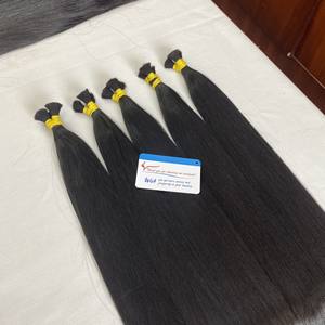 Super venta negro recto 100% paquete crudo humano extensiones de cabello a granel sin enredos sin desprendimiento Super sedoso en stock obtener regalo gratis - Product Image 1