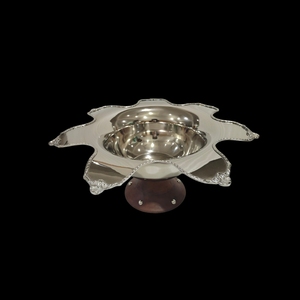 Bol à chocolat rond en argent de qualité supérieure avec un design à accents bleus, accessoires et ustensiles de service à chocolat personnalisables - Product Image 5