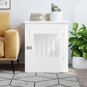 White 25.4"x31.5"x28" Engineered <b>Wood</b> <b>Dog</b> <b>Crate</b> Furniture Elegant Pet House & Furniture Collection - Product Image 3