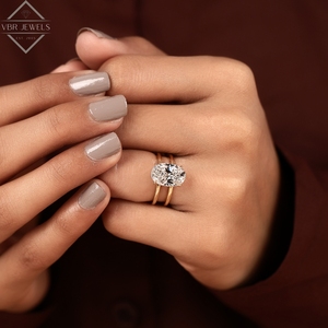 Anillo de Diamantes Ovalados de Lujo en Oro Amarillo con Cuatro Puntas, Joyería de Compromiso para Mujer, Regalo de Aniversario - Product Image 6