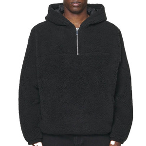 <b>Men's</b> Sherpa Fleece Half-Zip Hoodie – Fuzzy Plush Teddy <b>Pullover</b> Jacket with Hood - Product Image 1