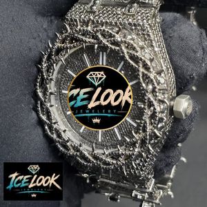 ICE LOOK นาฬิกาผู้ชายสไตล์ฮิปฮอป สแตนเลสสตีล 40 มม. ตัวเรือนทรงไม่สมมาตร หน้าปัดคริสตัลแซฟไฟร์ ระบบอนาล็อก ควอตซ์ เข็มเรืองแสง - Product Image 3