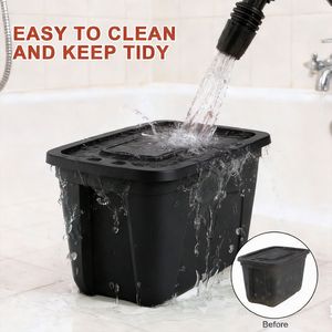 Contenitori di plastica impilabili neri da 18 galloni con coperchi, confezione da 4 - Product Image 2