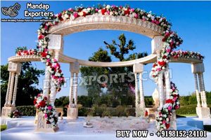 Décoration de Mandap de Mariage Hindou Mayur, Mandap de Mariage Éblouissant en FRP à Double Poteau, Décoration de Mandap de Mariage Sculpté Paon - Product Image 6