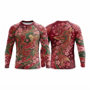 เสื้อรัดรูปแขนยาวสำหรับผู้ชาย ลายชนเผ่าสีน้ำเงิน พิมพ์ด้วยเทคนิค Heat-Transfer แห้งเร็ว เหมาะสำหรับ MMA BJJ ป้องกันรังสียูวี UPF50 เป็นมิตรต่อสิ่งแวดล้อม - Product Image 3