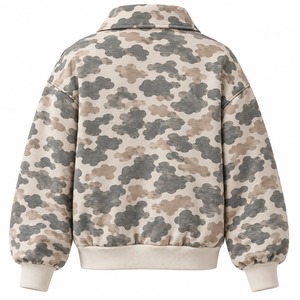 <b>Women's</b> Camouflage Print <b>Quarter</b> <b>Zip</b> Fleece <b>Sweatshirt</b> Knitted Lined Long Sleeve Relaxed Fit Casual - Product Image 2