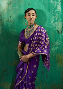 Elegantes y Ligeros Saris de Seda para Bodas y Fiestas - Tela de Lujo, Sin Arrugas, Fina, Reversible, de Secado Rápido, Moderna - Product Image 3