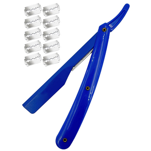 Rasoir de barbier à manche en plastique, lame recouverte de papier bleu et manche en plastique, 16 cm, pour le rasage de la barbe - Product Image 2
