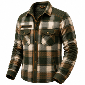 High Quality Men's Motorcycle <b>Flannel</b> Shirt Custom Logo Breathable Winter Protective Riding <b>Jacket</b> Quilted Plaid Outerwear - Product Image 5