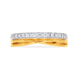 Bague Double Élégance en Diamants, Bague Premium à Double Rangée de Diamants de Laboratoire, Alliance Croisée en Or Rose, Fournisseur de Bijoux Fins - Product Image 2
