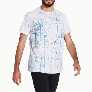 เสื้อยืดคอกลมแขนสั้นสีขาวสำหรับผู้ชาย ทรงเข้ารูป ระบายอากาศได้ดี ผลิตจากผ้าโพลีเอสเตอร์ถัก สวมใส่สบาย สีพื้น - Product Image 3