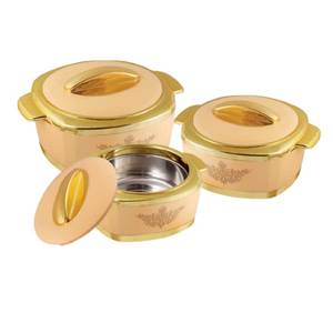 Cazuelas Aptas para Microondas Hechas en India (Juego de 3) con Tapas para Uso Doméstico y en Restaurantes a Precio de Mercado con Descuento - Product Image 1