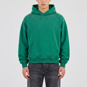 Sweat-shirt à capuche personnalisé pour homme de haute qualité avec strass, fabricant OEM, étiquette privée, sweats à capuche avec strass pour hommes - Product Image 1