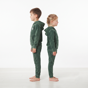Conjunto Deportivo Infantil de Alta Calidad, Estilo Casual, Lavado Ácido, con Cremallera Completa, 100% Algodón, Color Verde Sólido, Sudadera con Capucha, Personalizable - Product Image 3