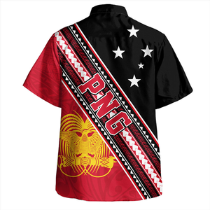 Chemise décontractée à manches courtes pour homme, motif drapeau de Papouasie-Nouvelle-Guinée, motif floral rouge, noir, oiseau, étoile blanche, tricoté, style unique 100 - Product Image 5